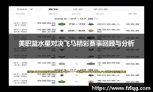 美职篮水星对决飞马精彩赛事回顾与分析